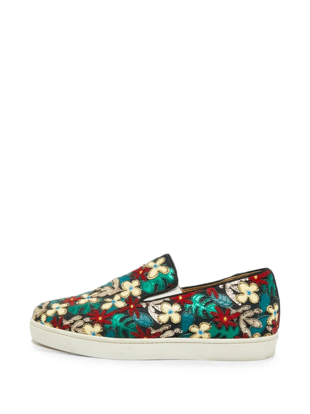 Christian Louboutin Pre-Owned floral-appliqué sneakers - Schwarz