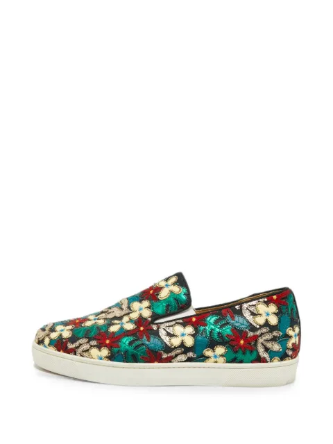 Christian Louboutin Pre-Owned floral-appliqué sneakers