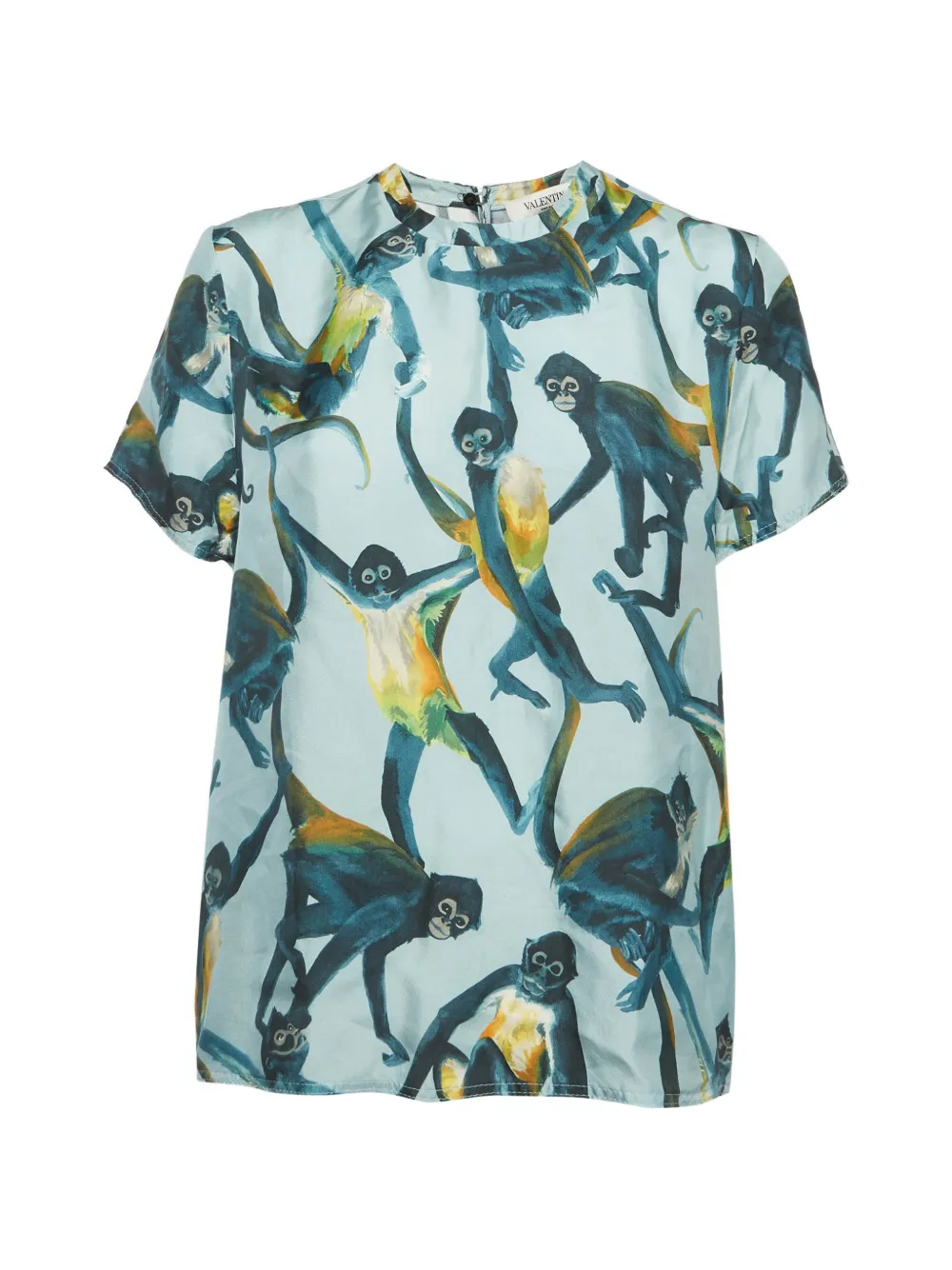 Valentino Garavani Pre-Owned Monkey-print silk top - Blu
