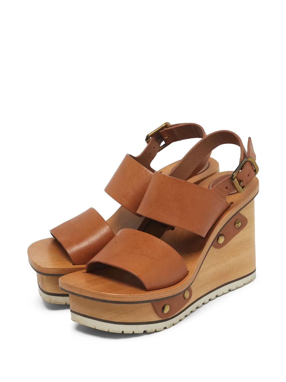 Chloé Pre-Owned ankle strap wedge sandals - Marrone