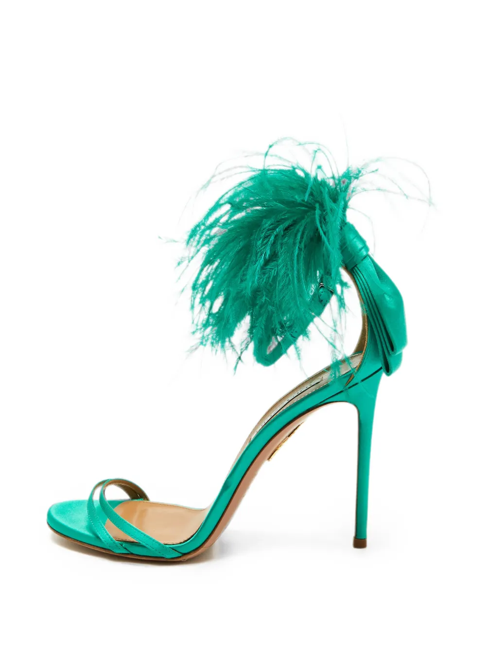 Aquazzura Concerto feather-detail heeled sandals - Verde