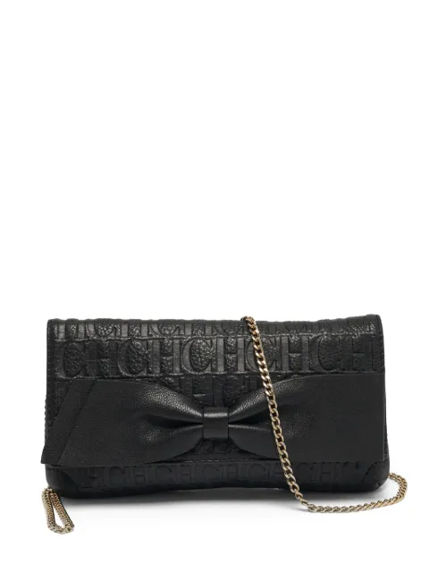Carolina Herrera Vintage monogram-embossed bow shoulder bag