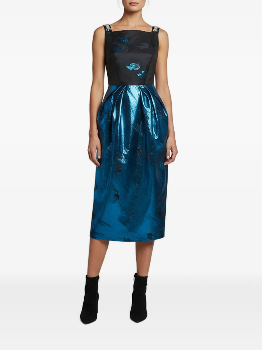 424 floral-jacquard midi dress - Blu