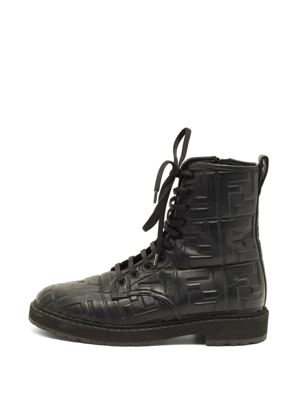 Fendi Pre-Owned Zucca embossed combat boots - Nero