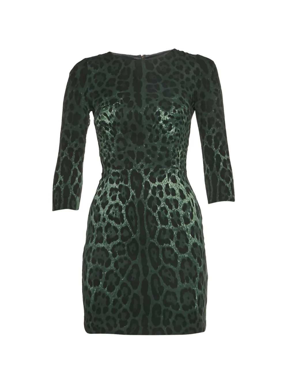 Pre-owned Dolce & Gabbana Leopard-print Mini Dress In Green