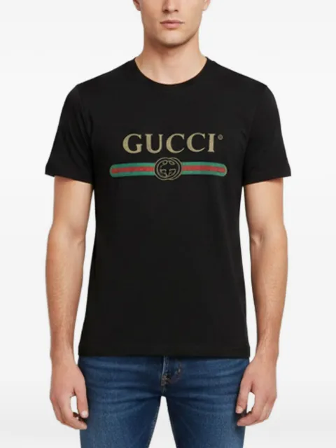 Gucci Pre-Owned 仿旧logo印花T恤