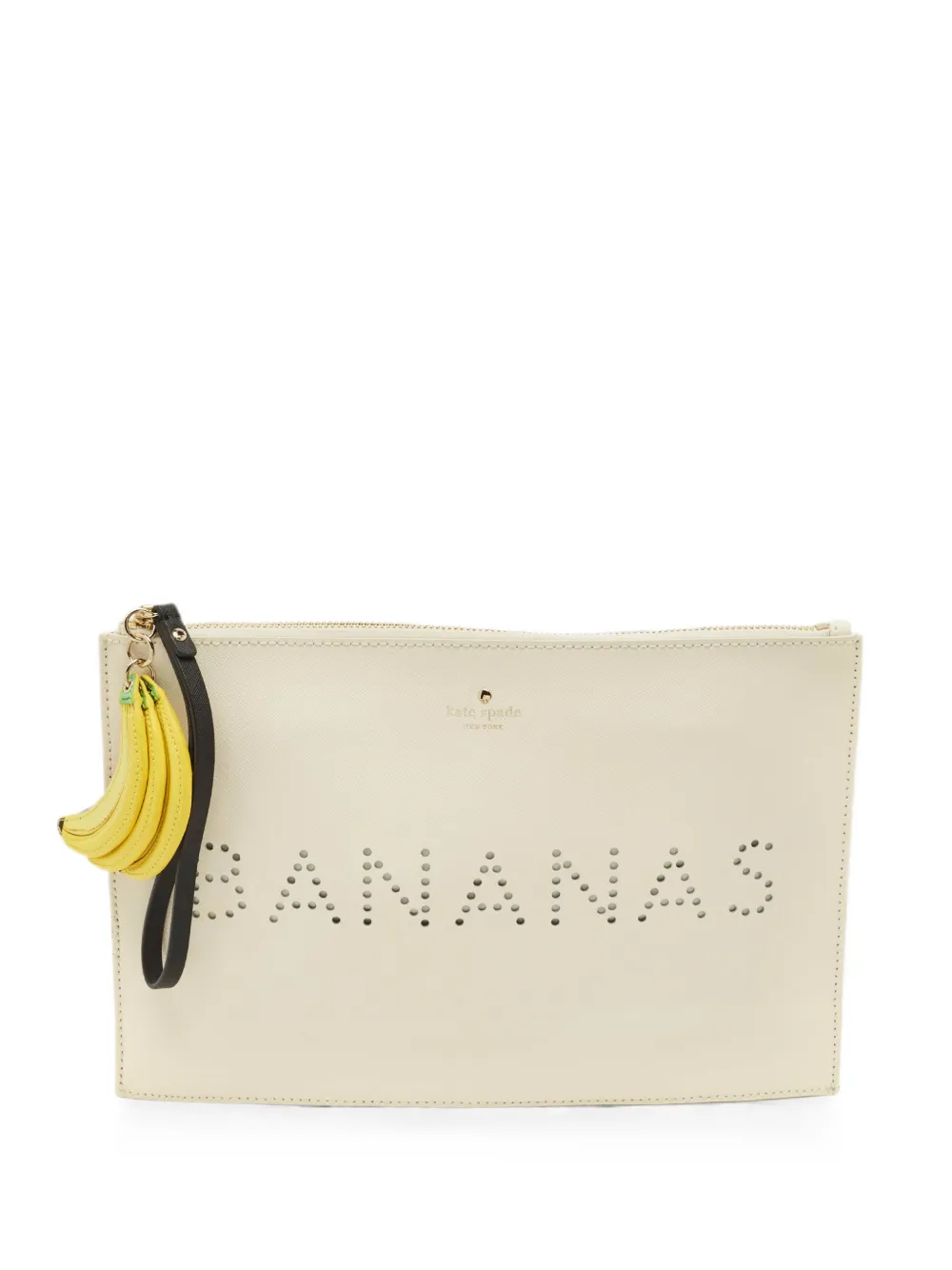 Pre-owned Kate Spade Flights Of Fancy Bananas Clutch Bag In White