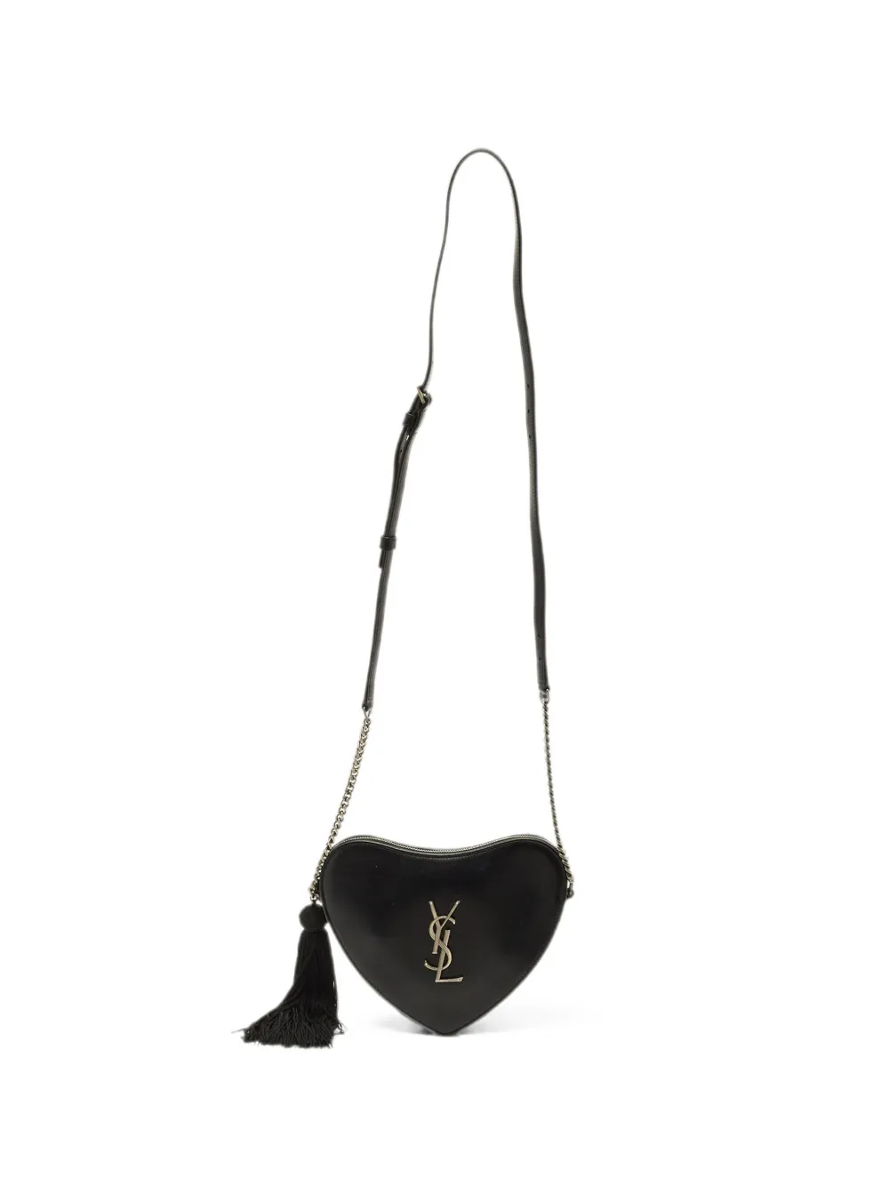Saint Laurent Pre-Owned 2018 Heart chain-strap leather crossbody bag - Nero