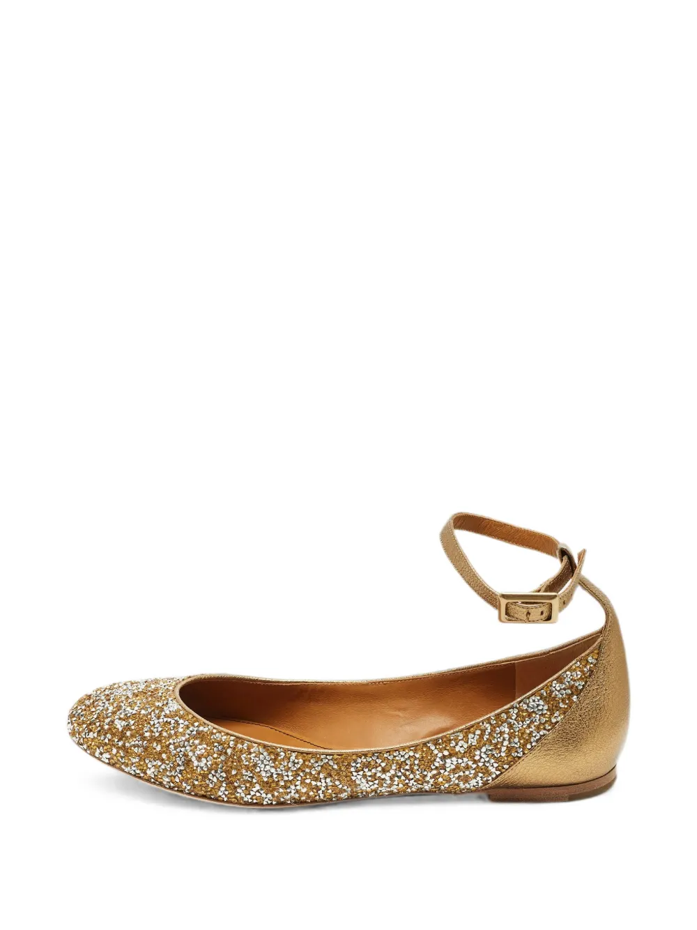 Chloé Pre-Owned glitter-detail ballet flats - Oro