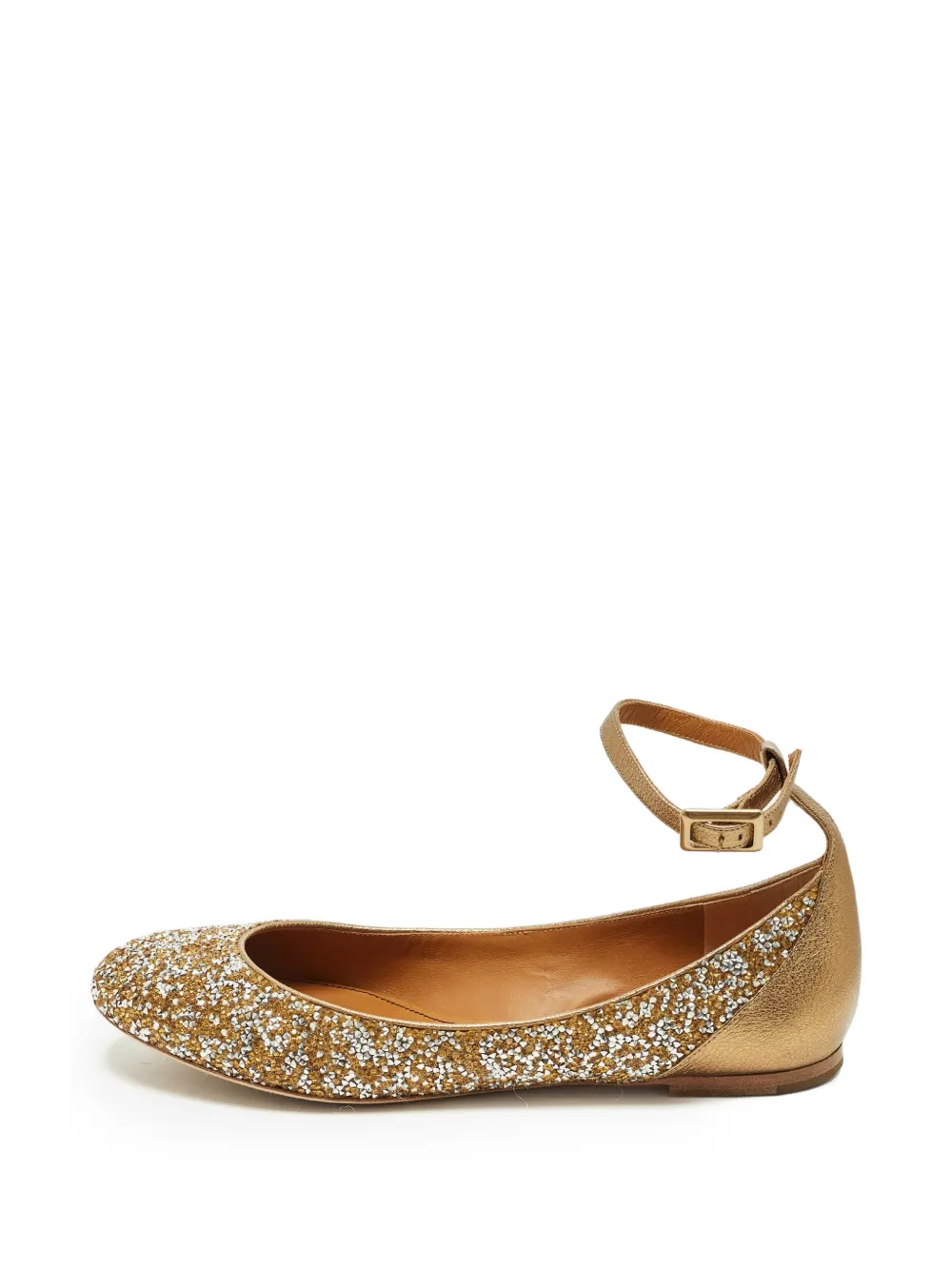 Chloé Pre-Owned glitter-detail ballet flats - Gold