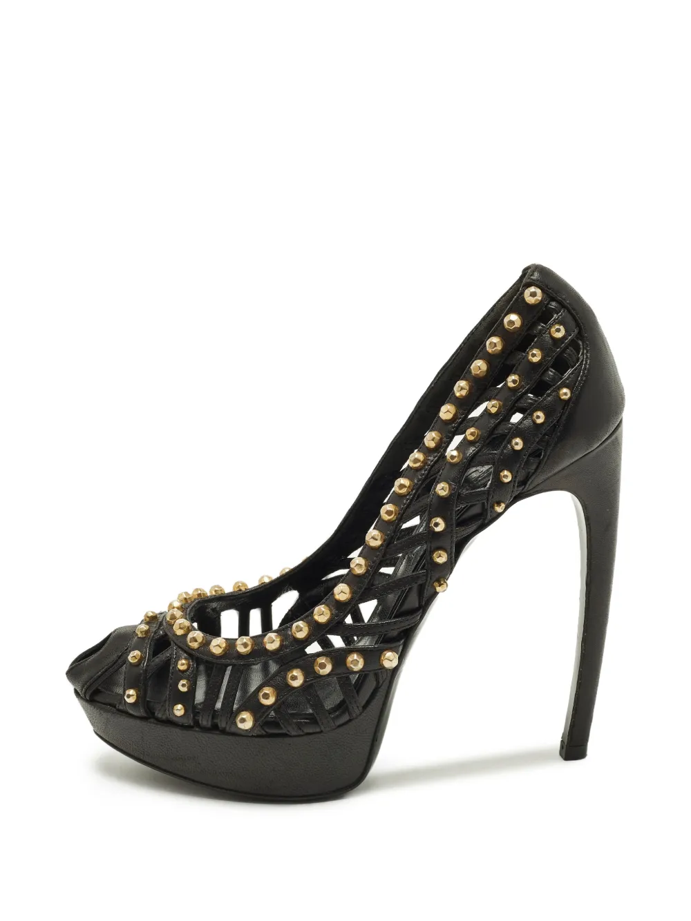 Alexander McQueen Pre-Owned cut-out studded platform pumps - Schwarz