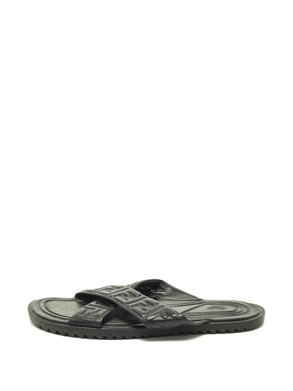 Fendi Pre-Owned FF logo criss-cross slides - Schwarz