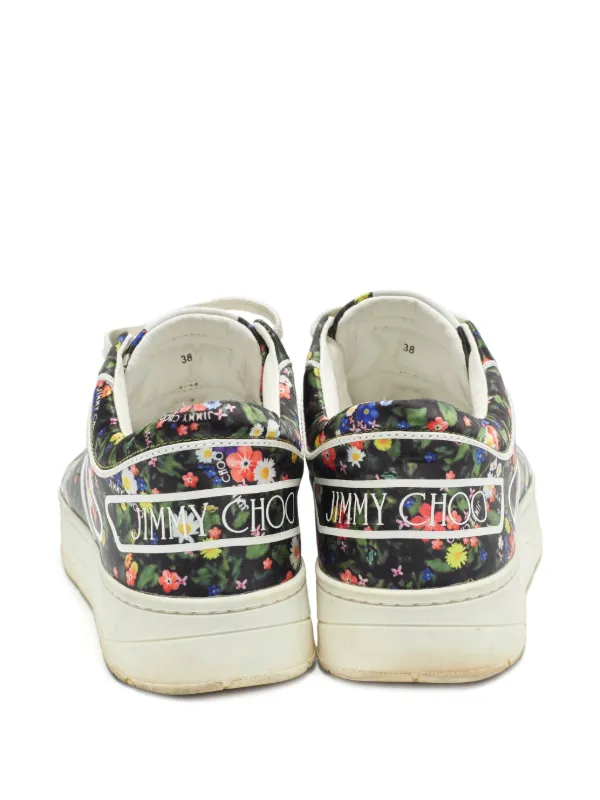 Jimmy Choo Pre-Owned Hawaii/F floral-print Sneakers | Black