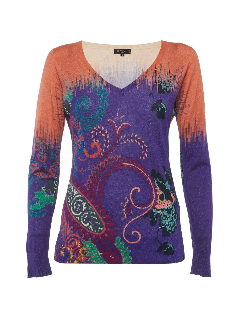 Pre-owned Etro Paisley V-neck Sweater In Purple