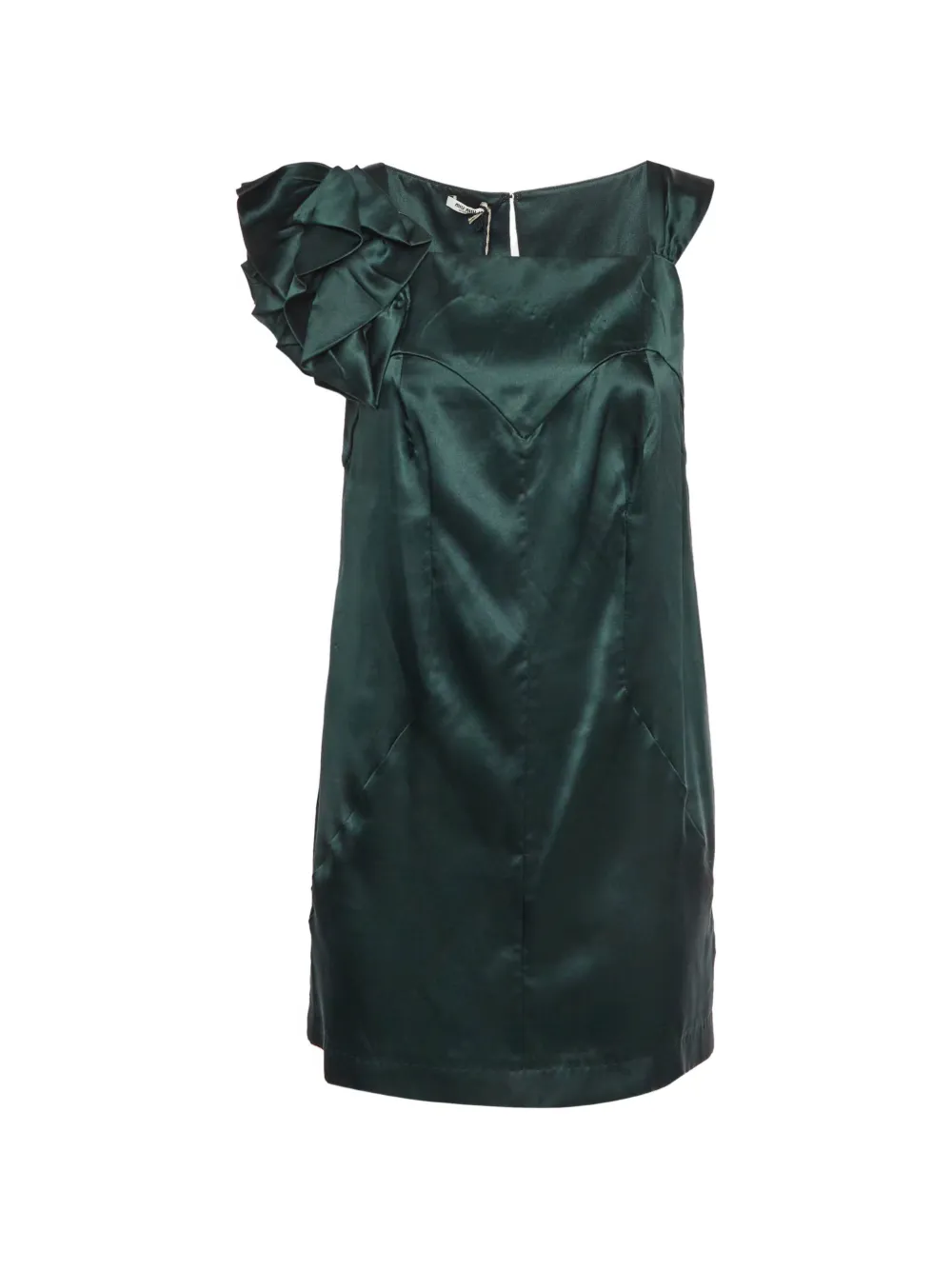 Pre-owned Miu Miu 2009 Bow-detail Satin Mini Dress In Green