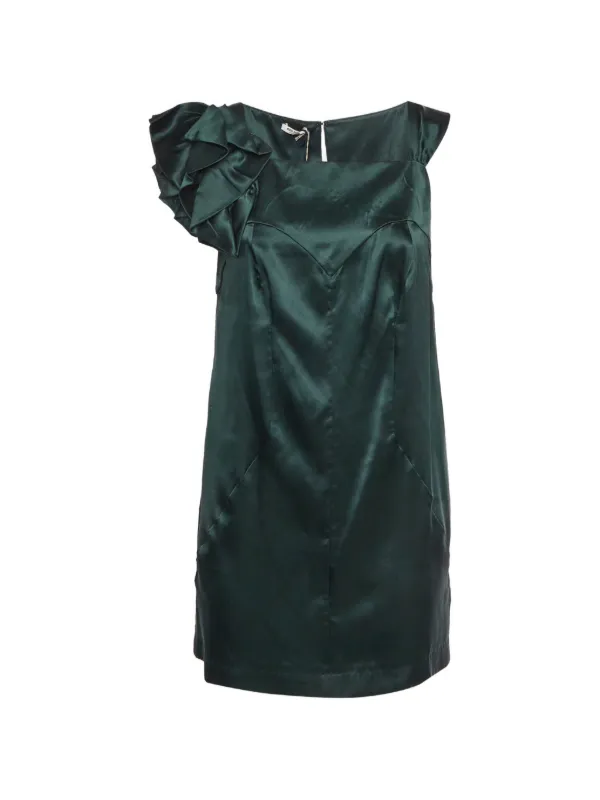 green miu miu dress Miu Miu GreenPurple Floral Print Silk Jacquard Mini Dress S