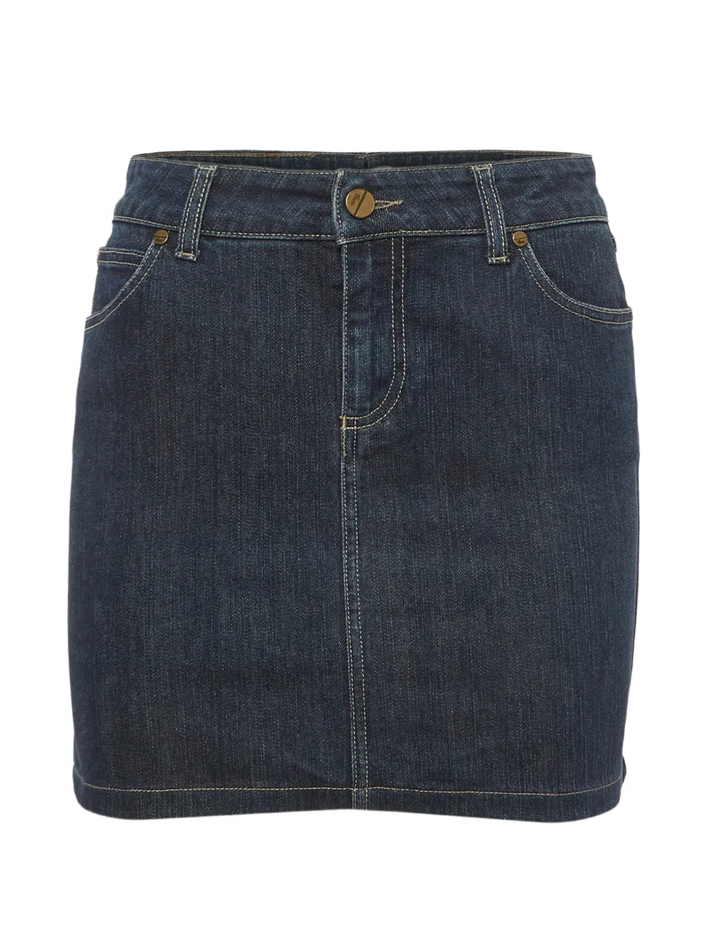 Gucci Pre-Owned logo-patch denim mini skirt - Blu
