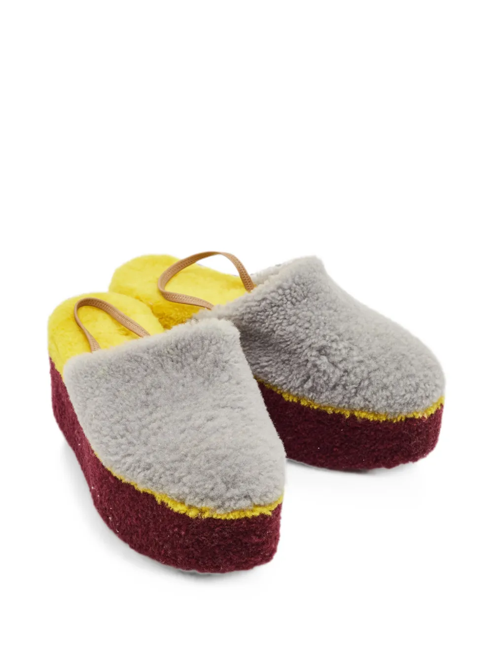 Fendi Pre-Owned shearling platform mules - Grigio