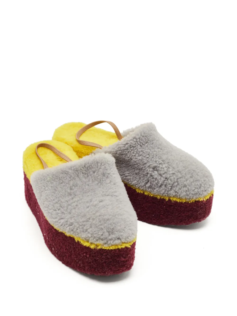Fendi Pre-Owned shearling platform mules - Grau