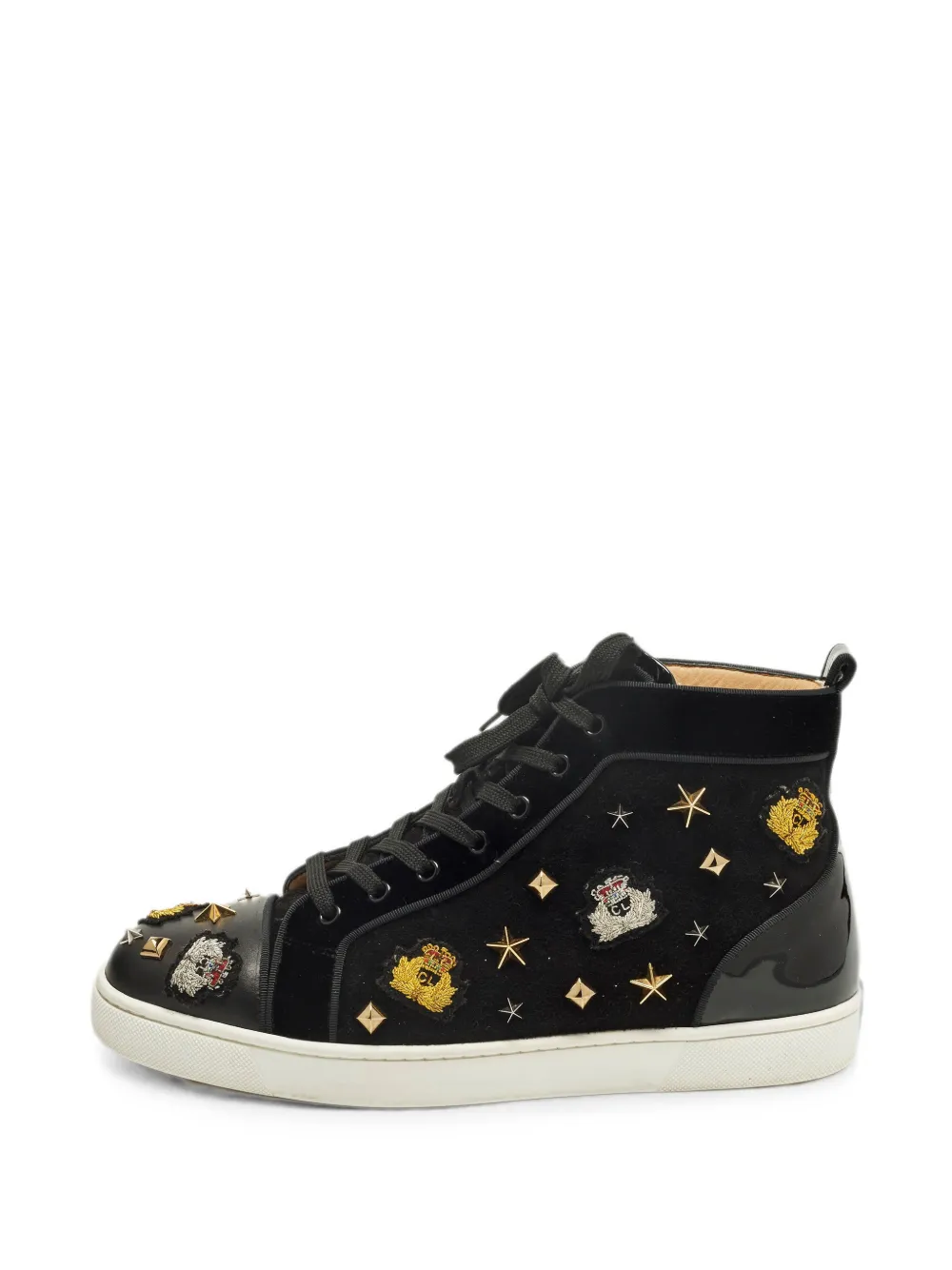Christian Louboutin Pre-Owned Louis High-Top-Sneakers mit Kristallen - Schwarz