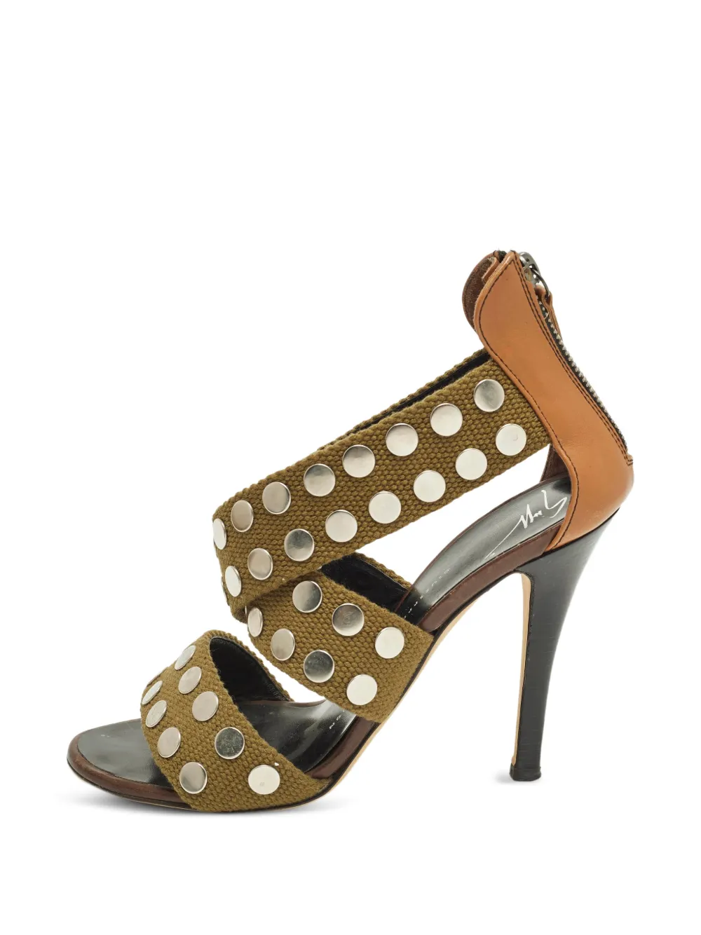 Giuseppe Zanotti Vintage Riemchensandalen mit Nieten - Grün