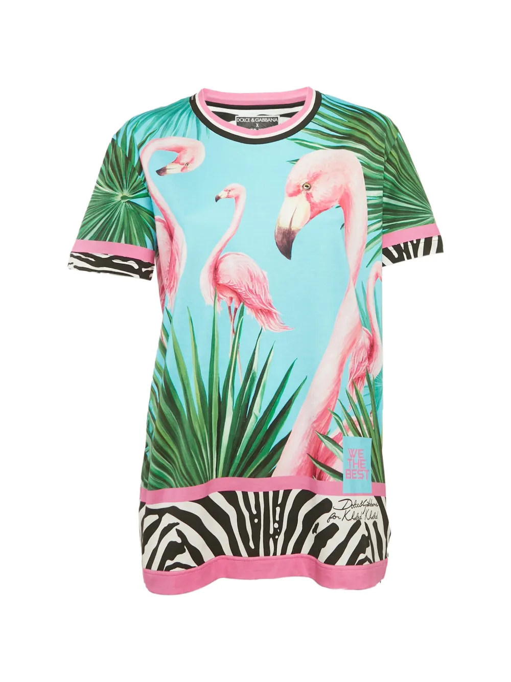Dolce & Gabbana Pre-Owned x DJ Khaled flamingo zebra print T-shirt - Blu