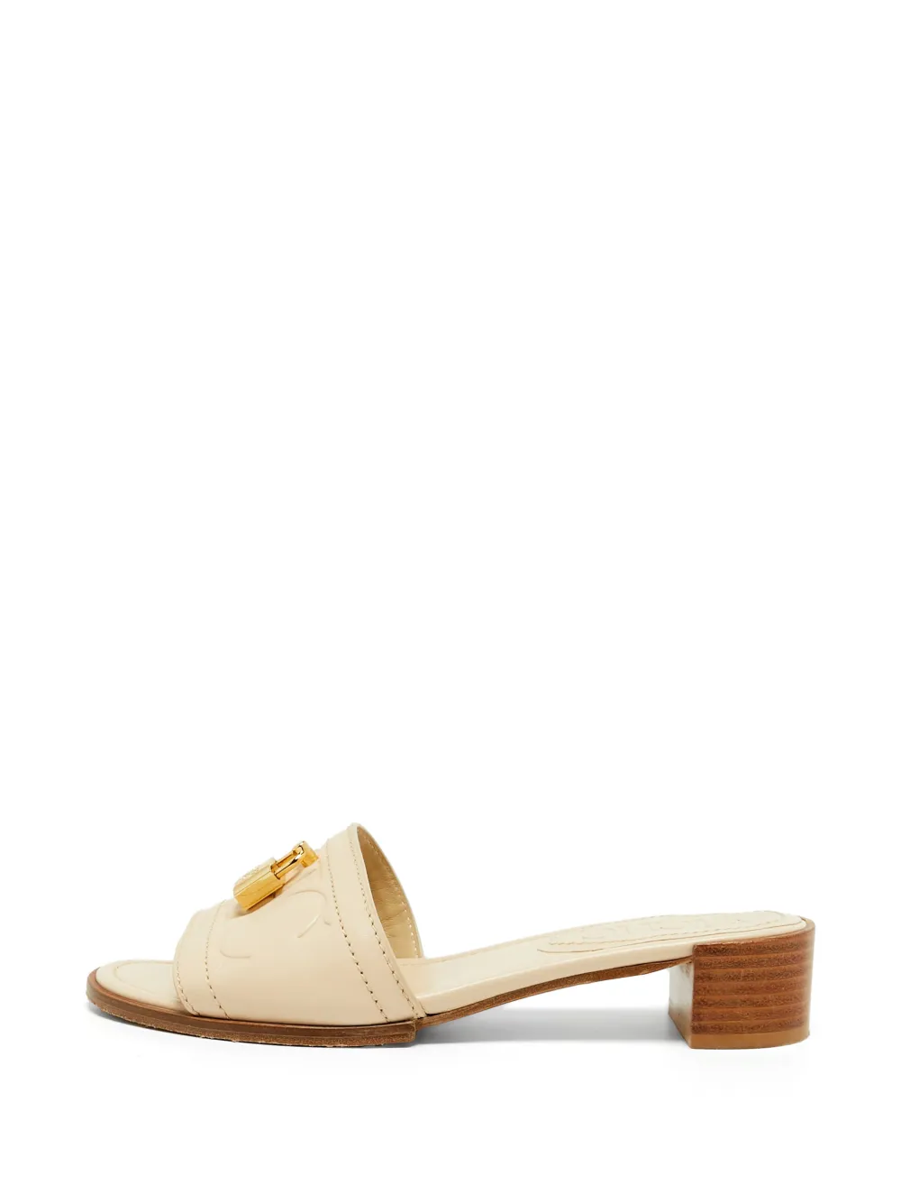 Carolina Herrera Vintage Magnolia padlock slide sandals - Nude