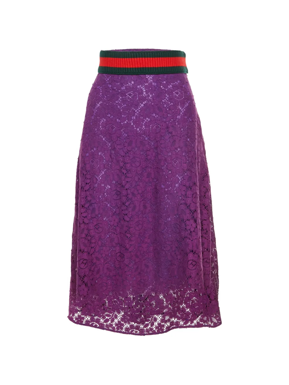 Gucci Pre-Owned Lace Web trim midi skirt - Viola