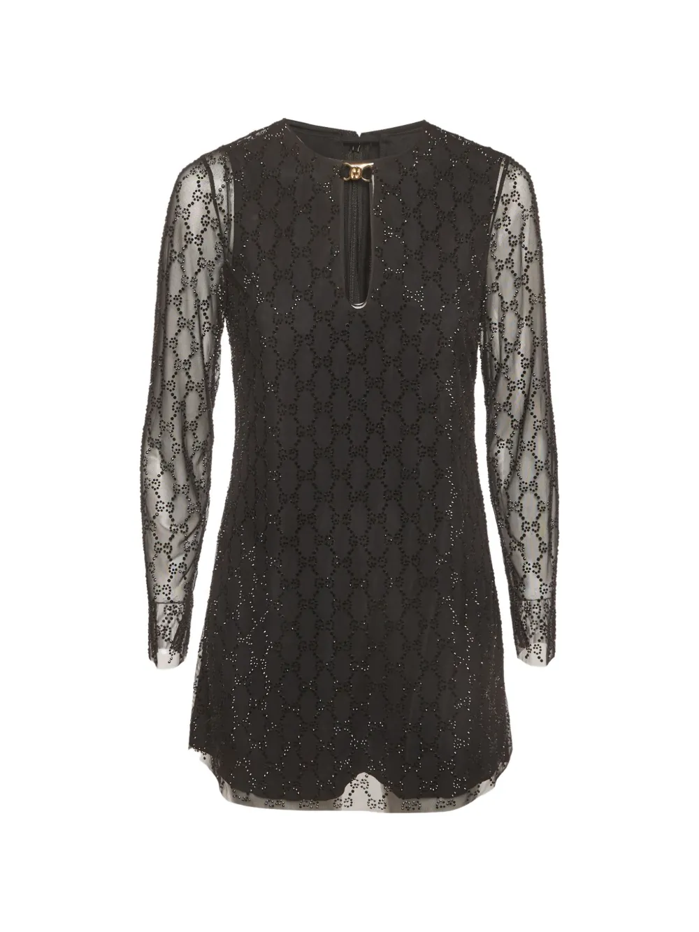 Gucci Pre-Owned crystal-GG tulle mini dress - Nero