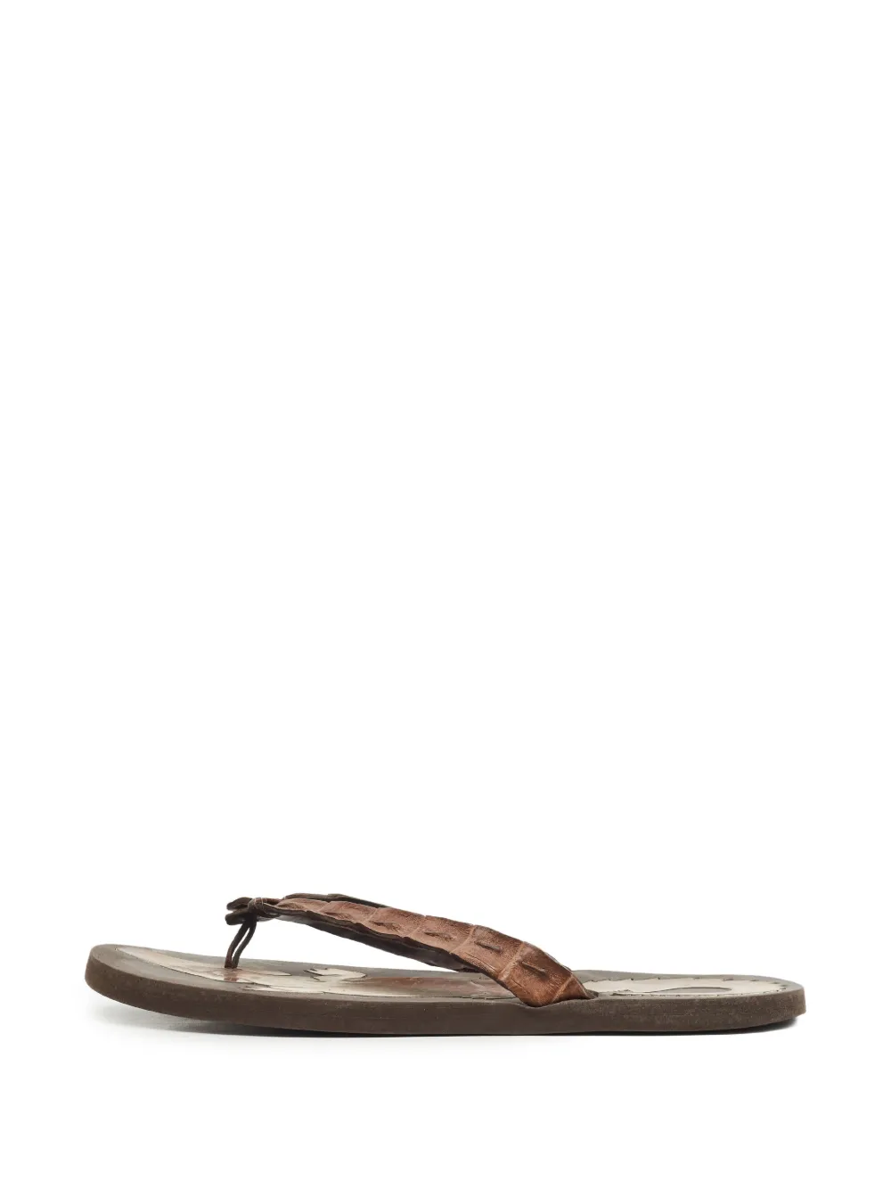 Bottega Veneta Pre-Owned alligator-detail leather thong sandals - Marrone