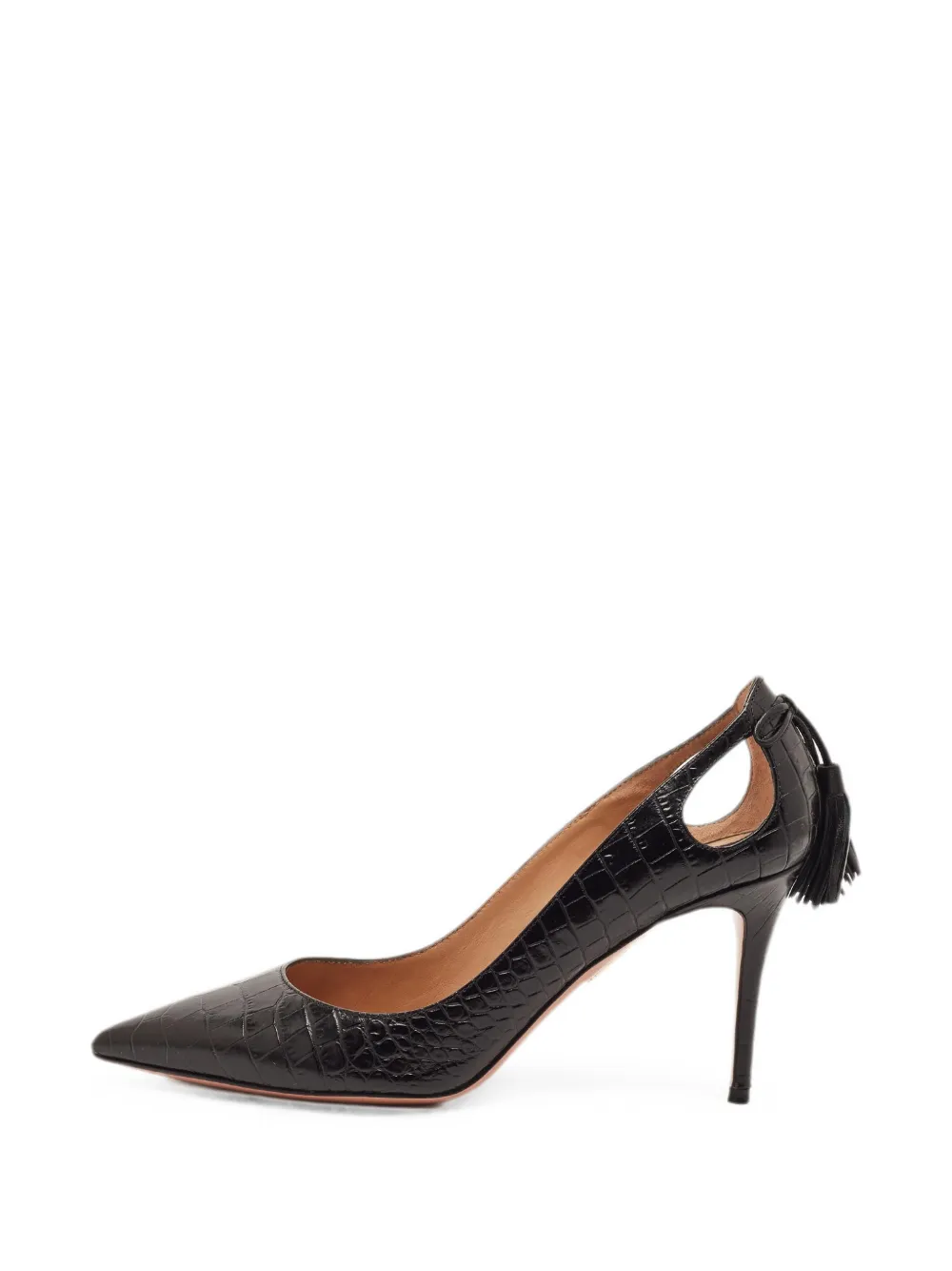 Aquazzura croc-embossed tassel pumps - Schwarz