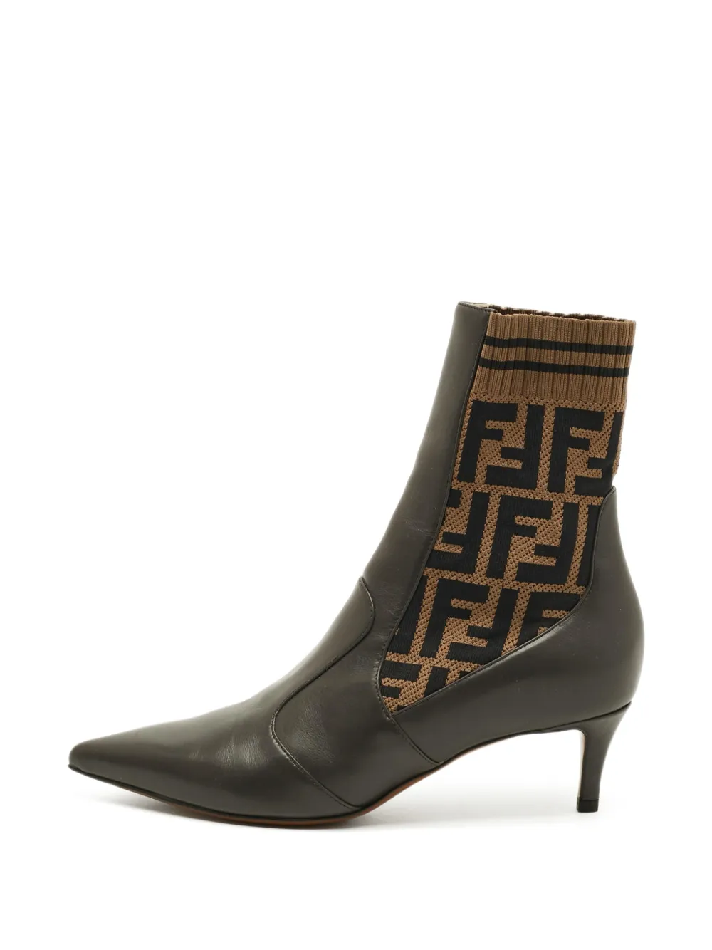 Fendi Pre-Owned Rockoko leather heeled ankle boots - Marrone