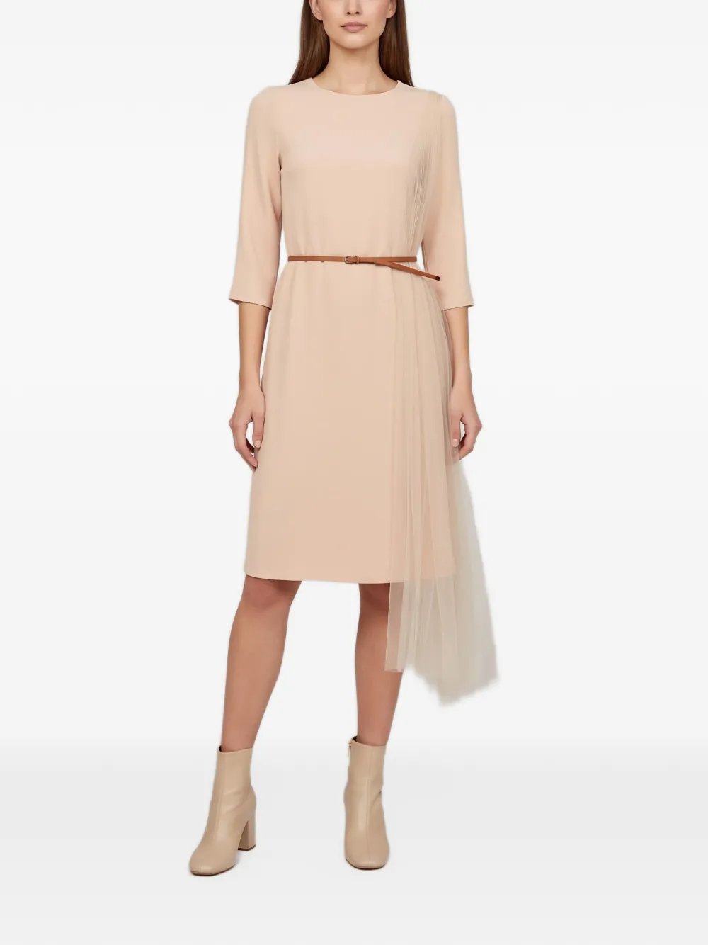 Dolce & Gabbana Pre-Owned belted draped midi dress - Nude