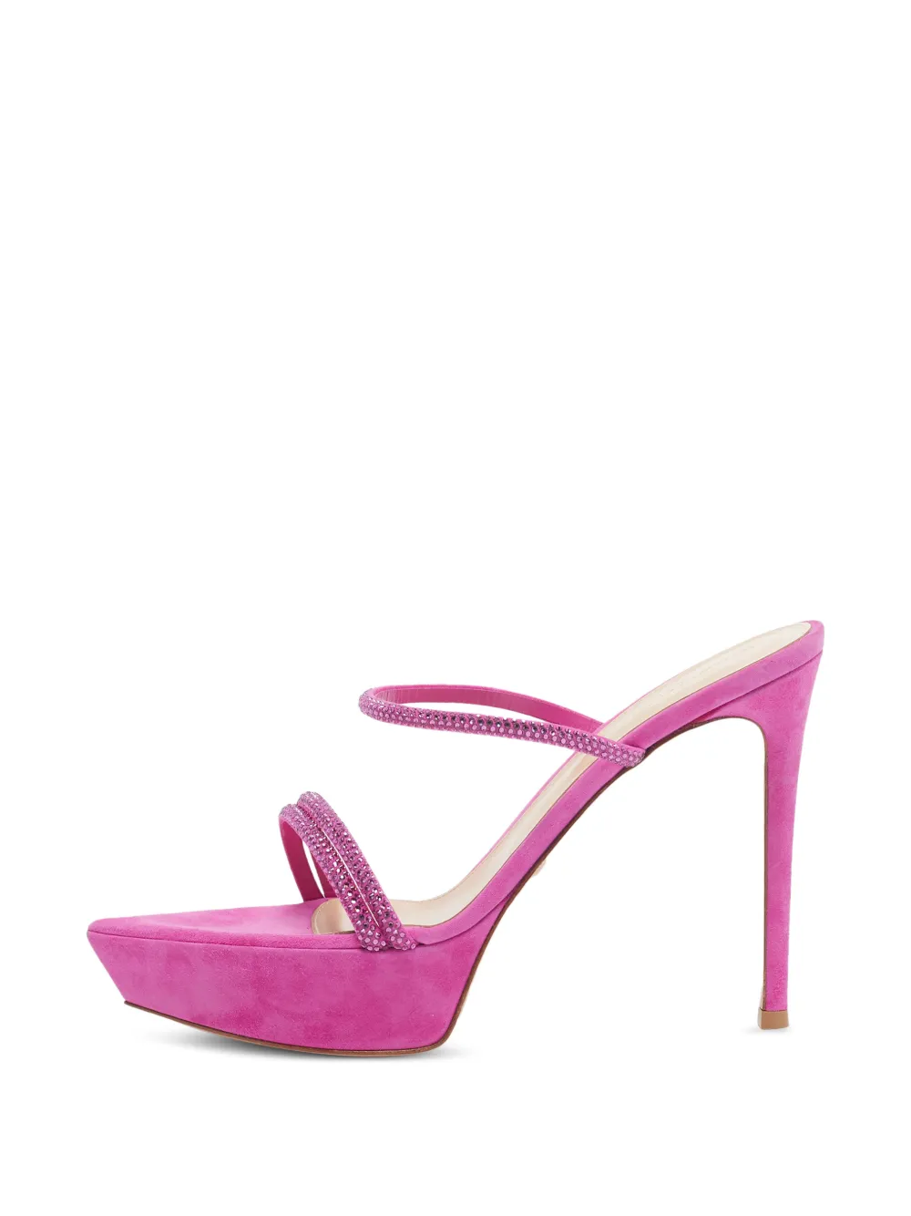 Gianvito Rossi Cannes crystal-embellished suede sandals - Rosa