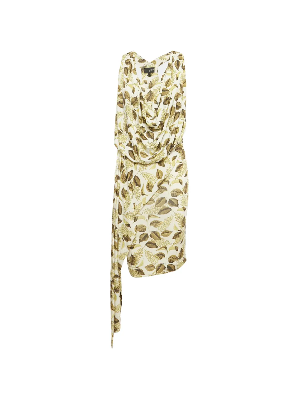 Just Cavalli Vintage leaf-print draped dress - White