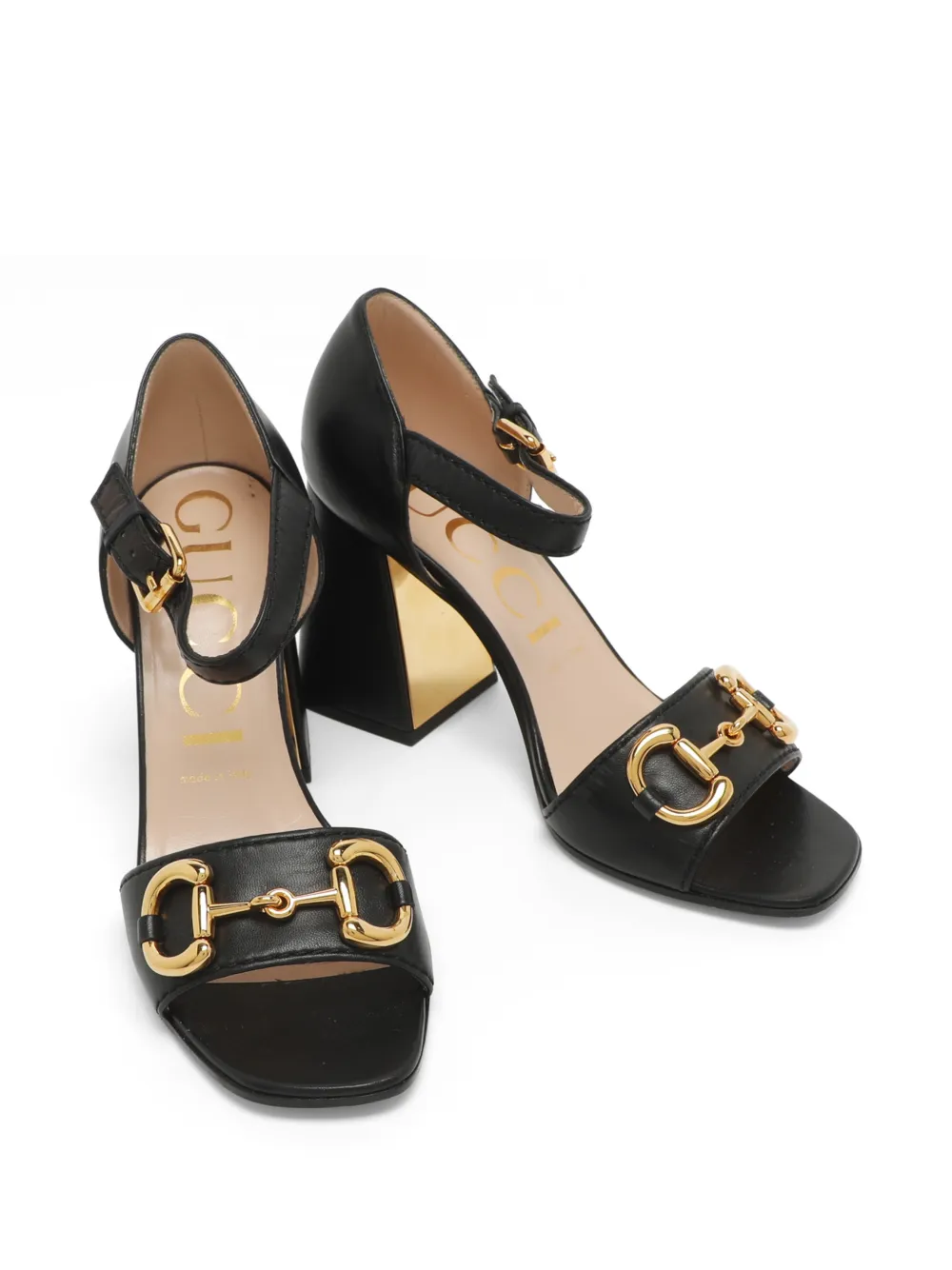 Gucci Pre-Owned Horsebit leather heeled sandals - Schwarz
