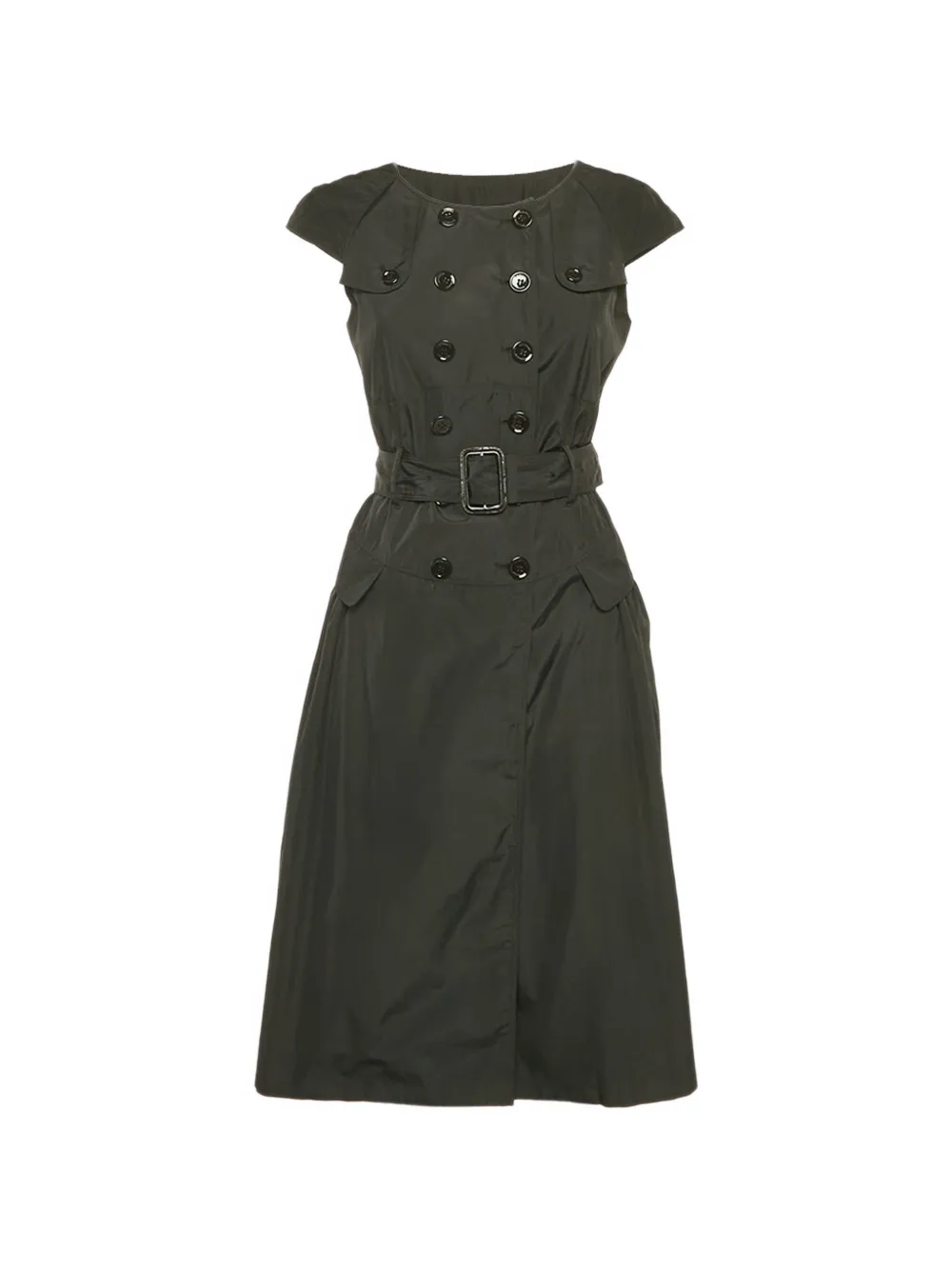 Pre-owned Burberry Double-breasted Belted Midi Dress In Black