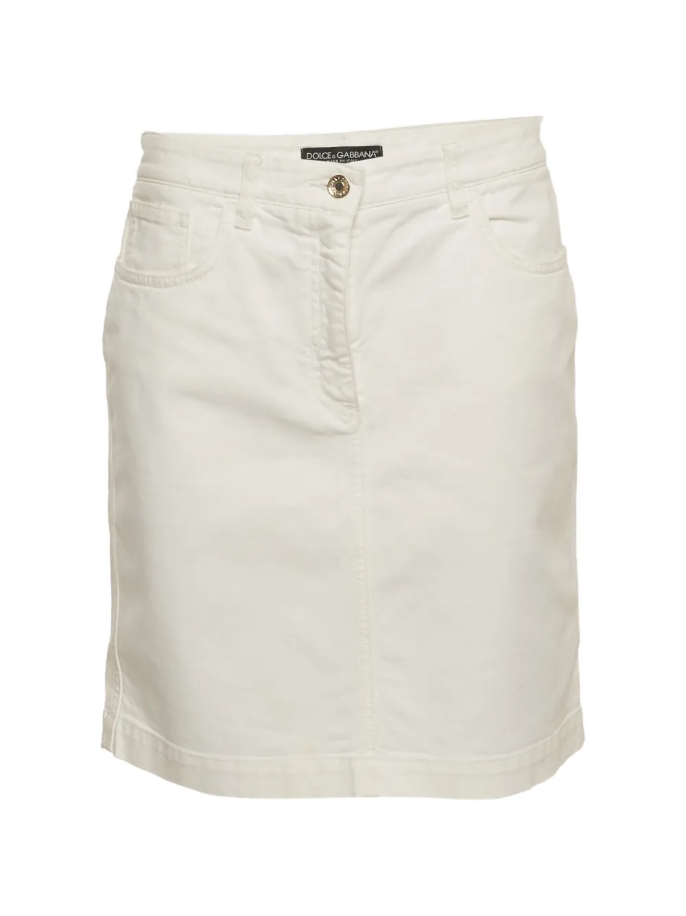 Pre-owned Dolce & Gabbana Denim Mini Skirt In White