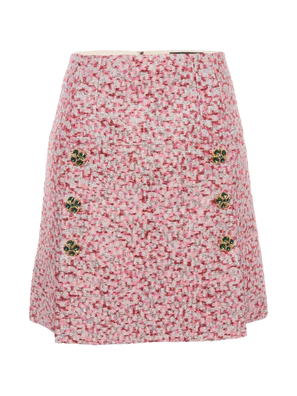 Pre-owned Dolce & Gabbana Metallic-jacquard Mini Skirt In Pink