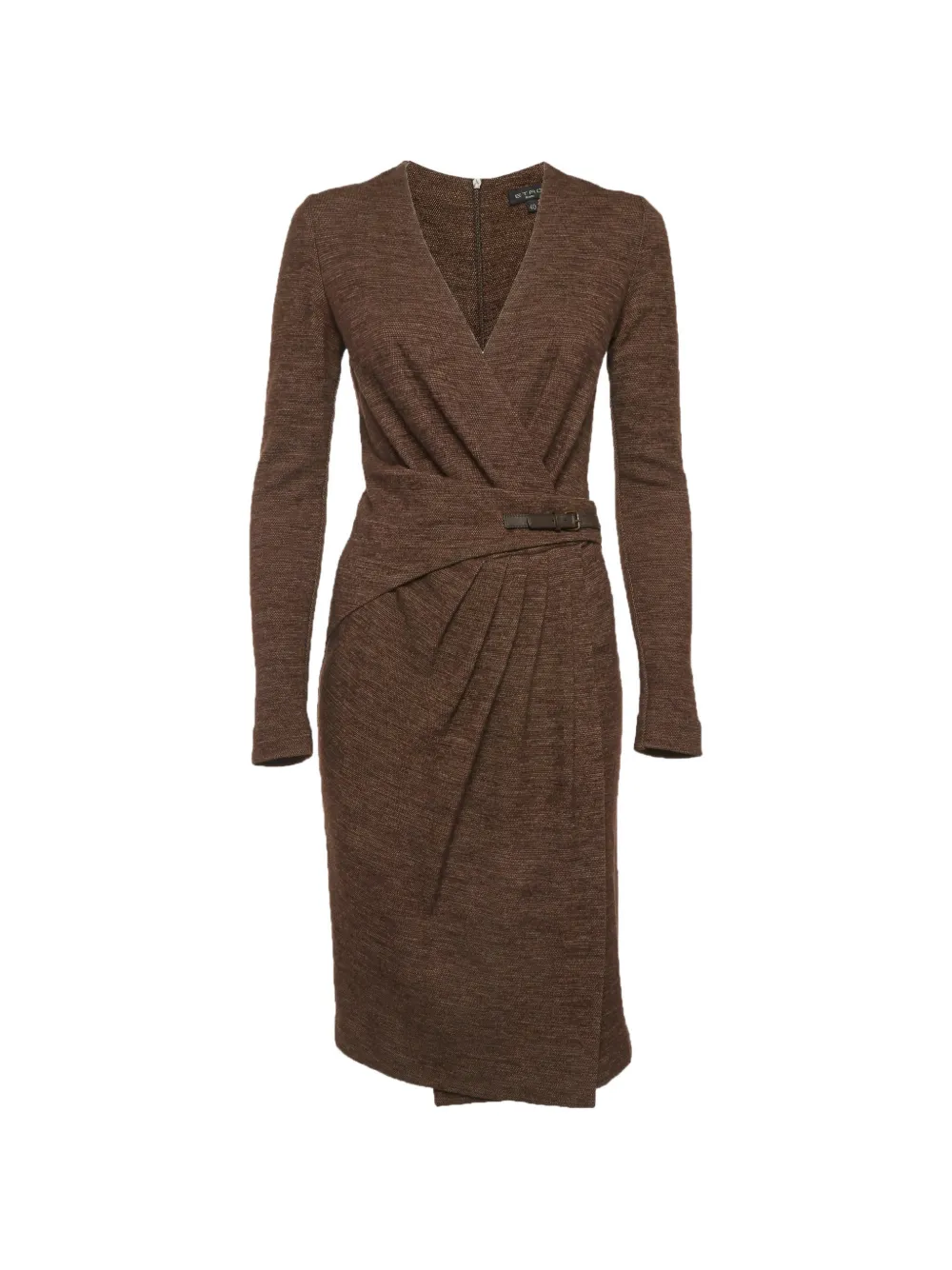 Etro Pre-Owned pleated wrap midi dress - Marrone