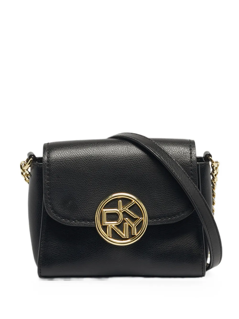 DKNY Vintage logo-flap crossbody bag - Black