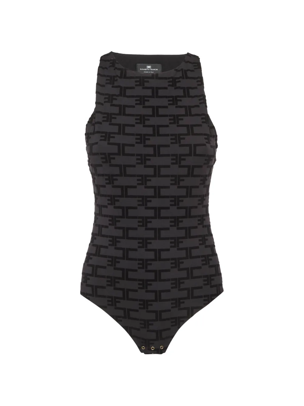 Elisabetta Franchi logo flocked bodysuit - Grigio