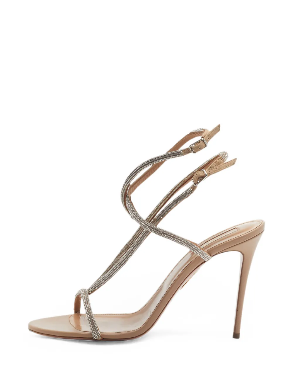 Aquazzura Moondust crystal-embellished sandals - Nude