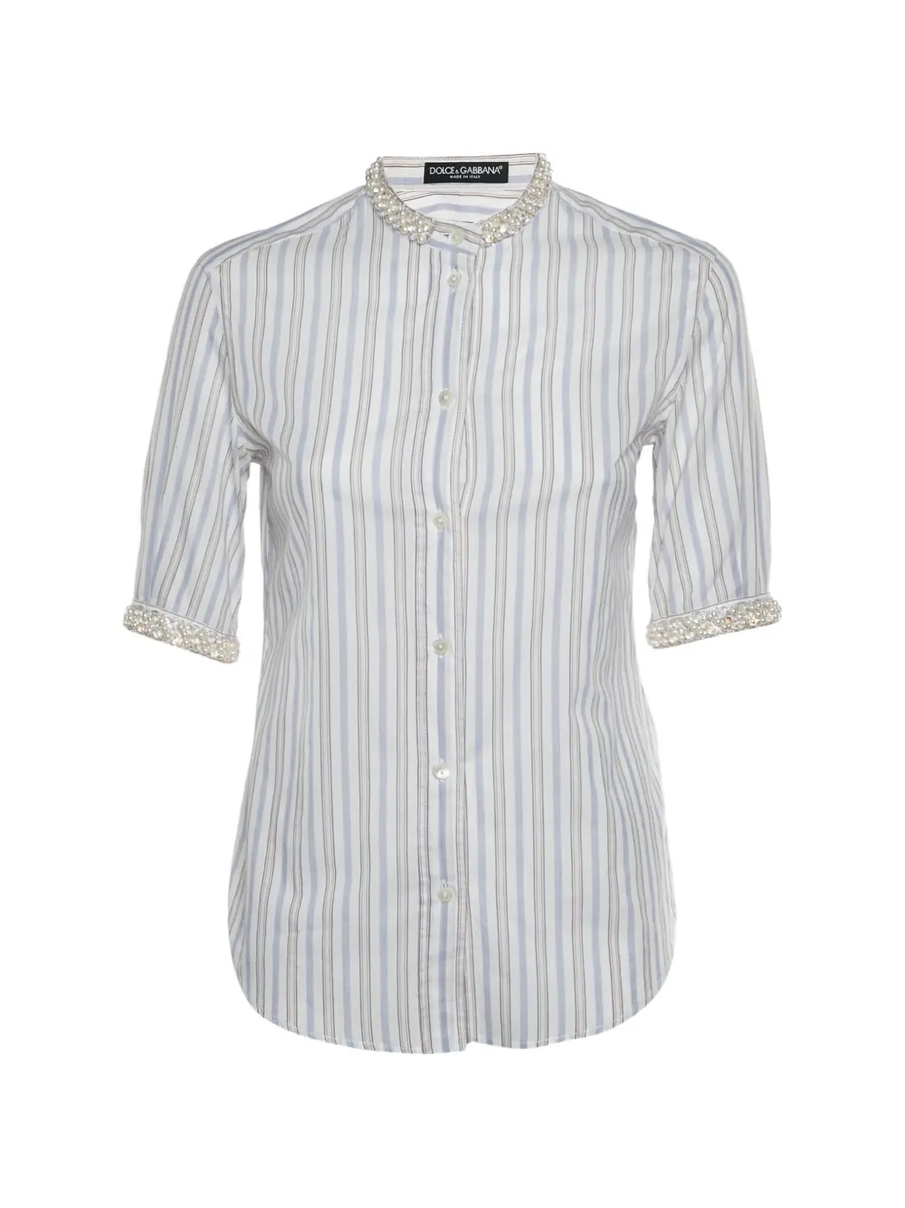 Dolce & Gabbana Pre-Owned striped pearl-embellished top - Bianco