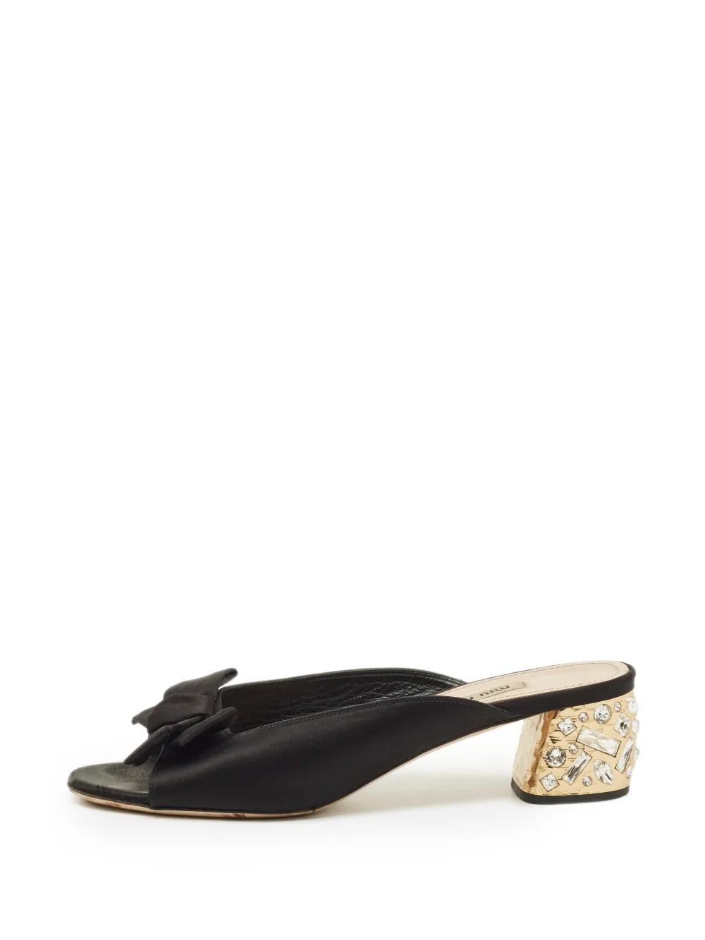 Miu Miu Pre-Owned bow crystal-embellished sandals - Nero
