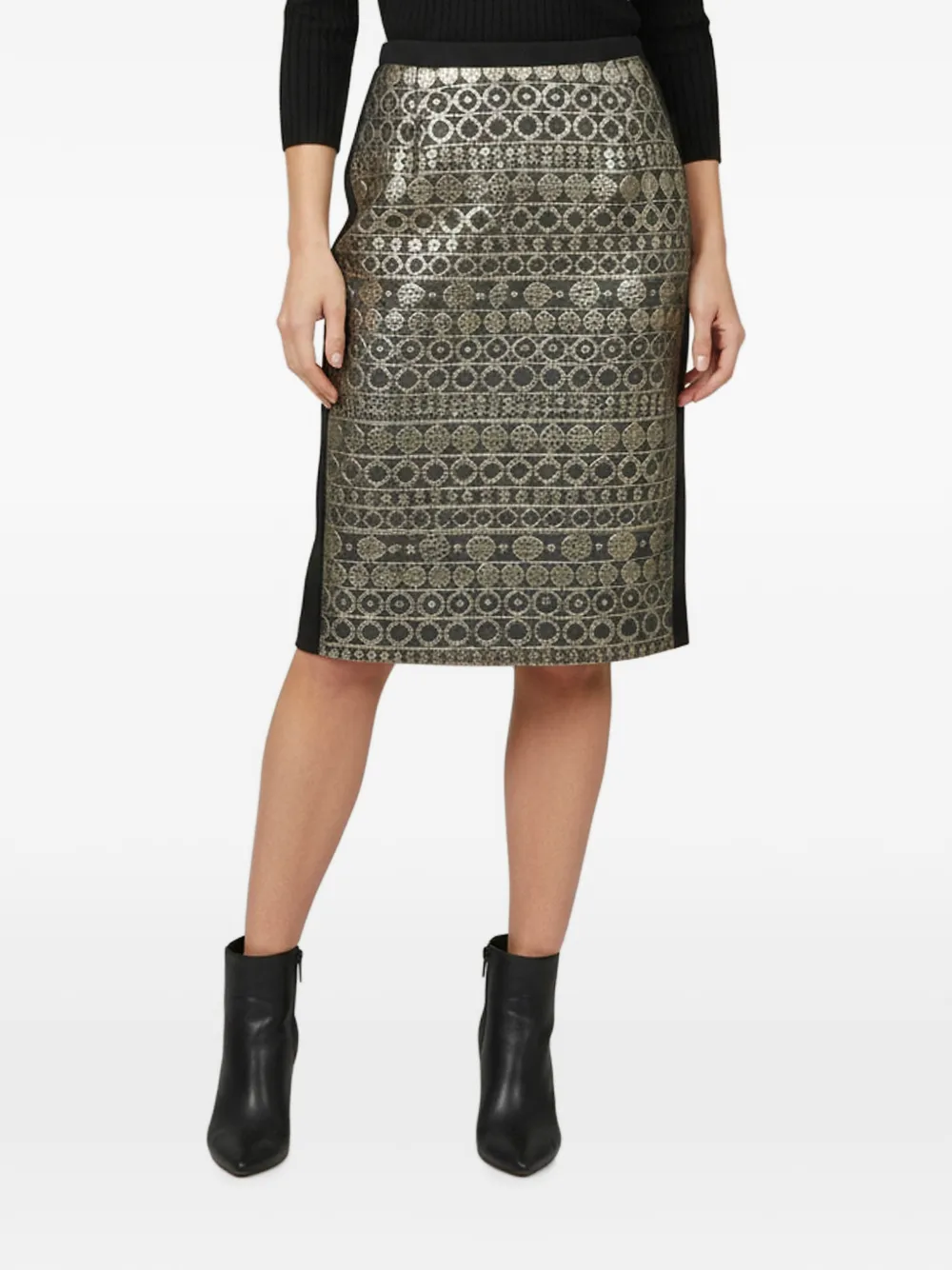 Weekend Max Mara geometric-jacquard pencil midi skirt - Oro