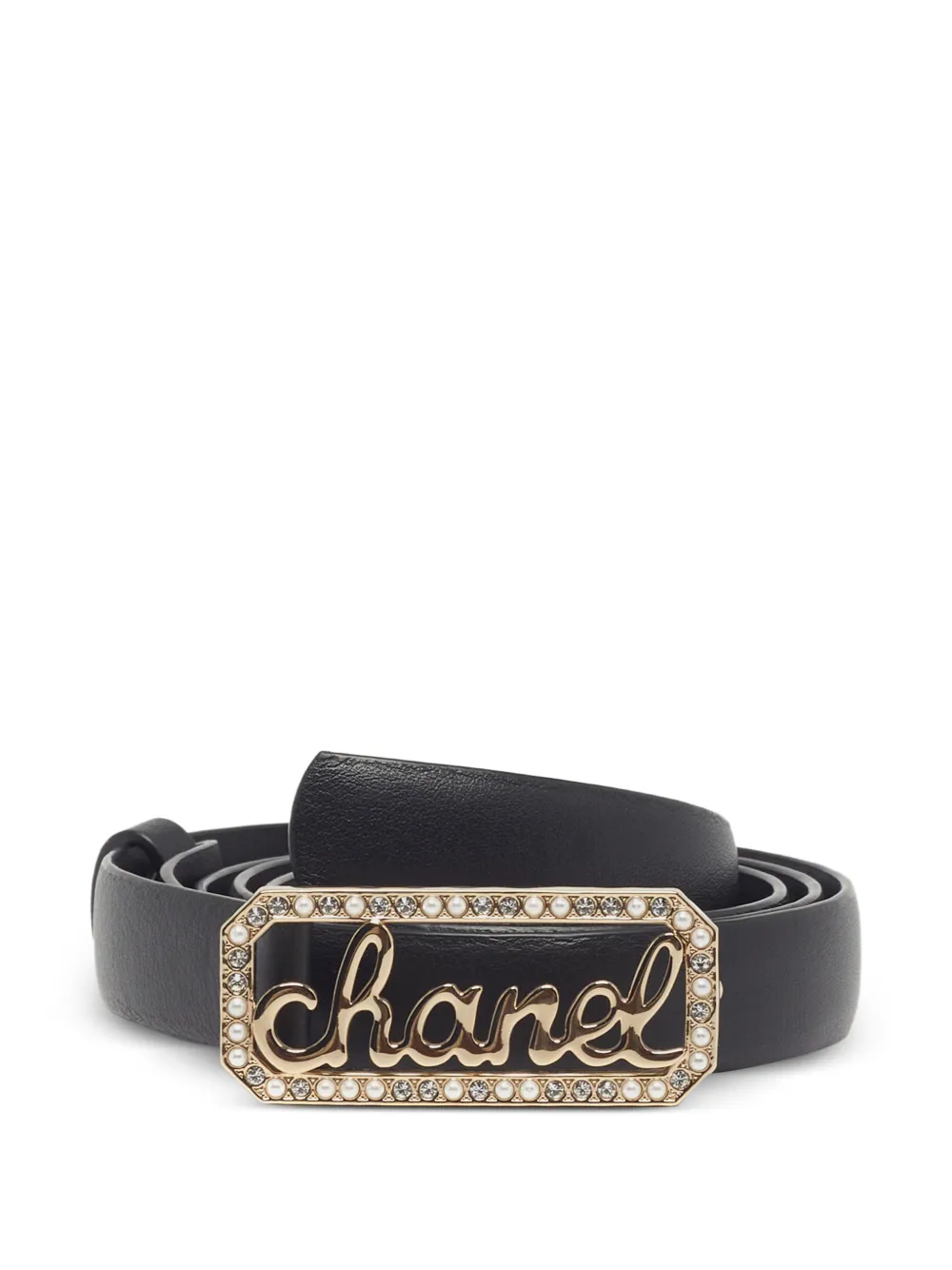 CHANEL Pre-Owned logo pearl-embellished belt - Nero