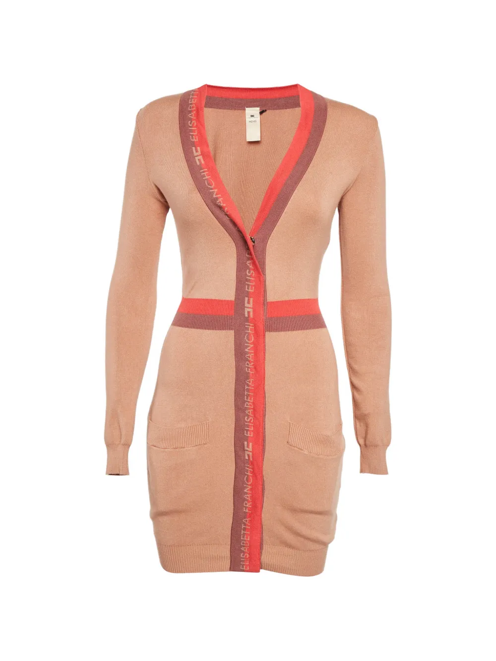 Elisabetta Franchi Gestricktes Minikleid mit Kontrastdetail - Braun