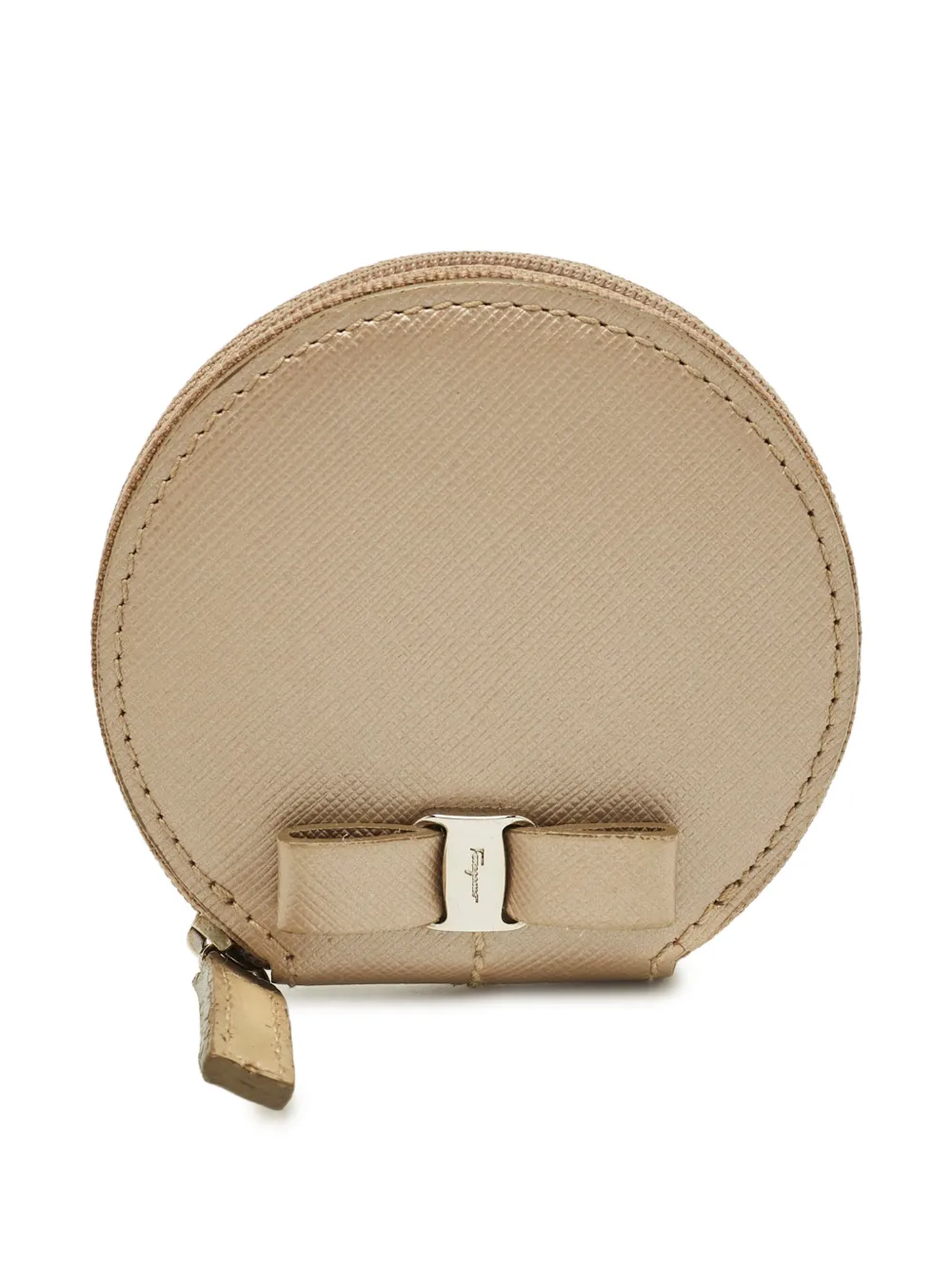 Ferragamo Pre-Owned Vara Bow leather round coin purse - Toni neutri