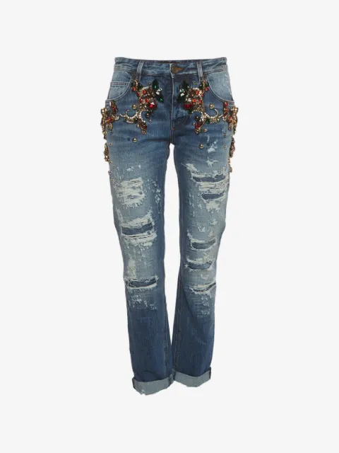 Dolce & Gabbana Pre-Owned distressed crystal-embellished jeans